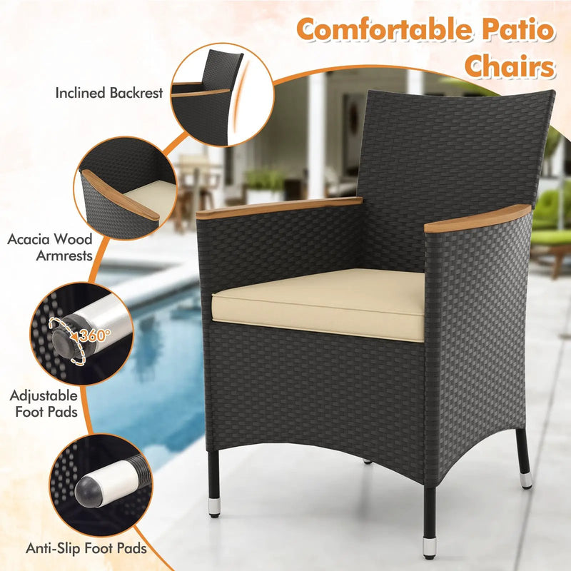 5 Pieces Patio Dining Table Set for 4 with Umbrella Hole by DirectDeals