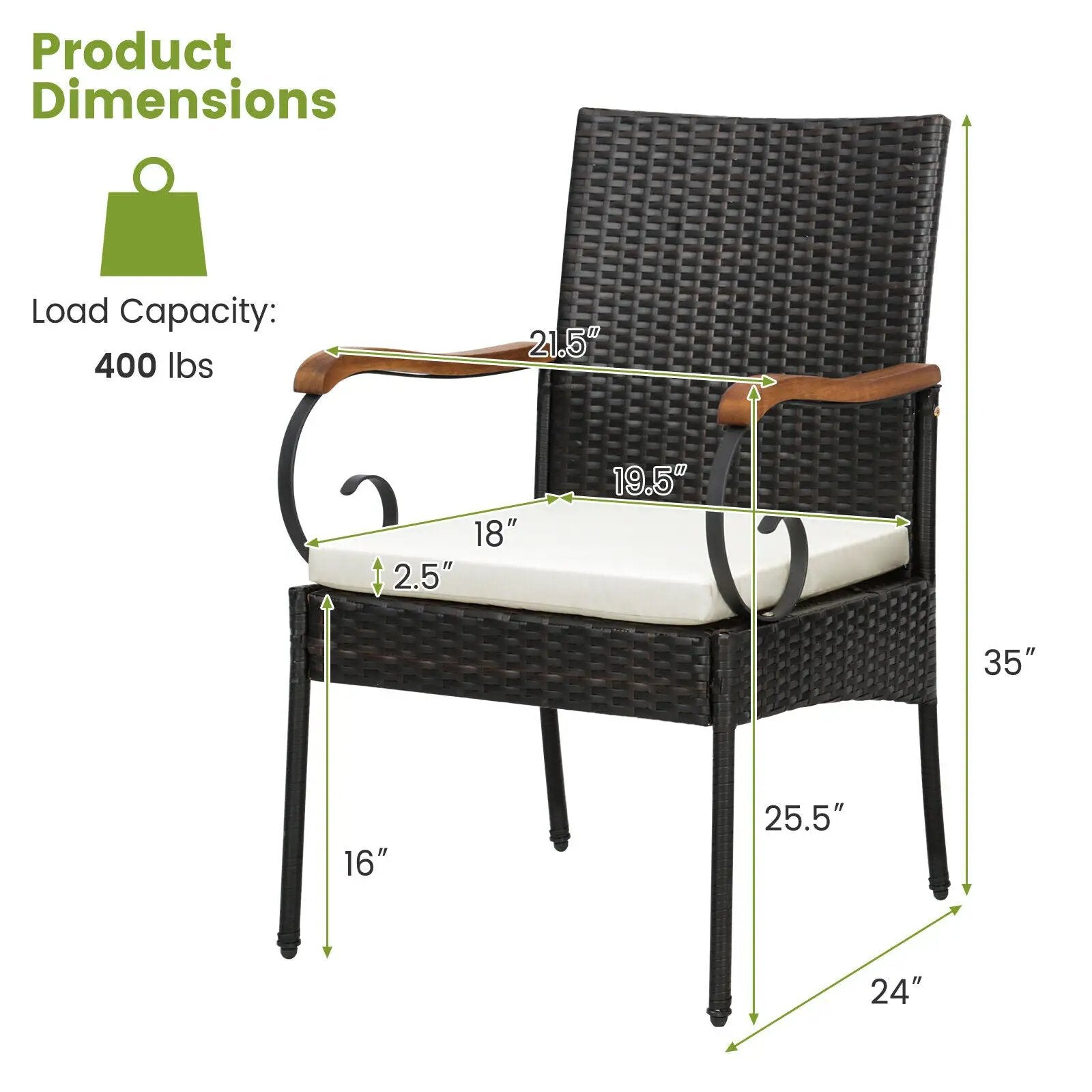 5 Pieces Patio Wicker Dining Set with Detachable Cushion and Umbrella Hole by DirectDeals
