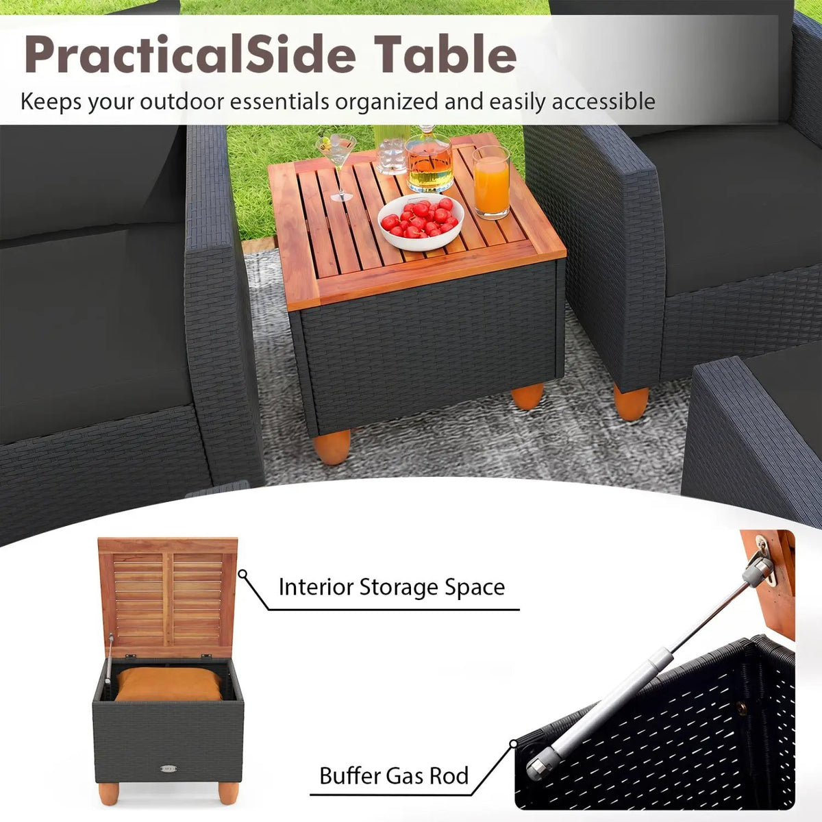 5-Piece Patio Conversation Set with Storage Table by DirectDeals
