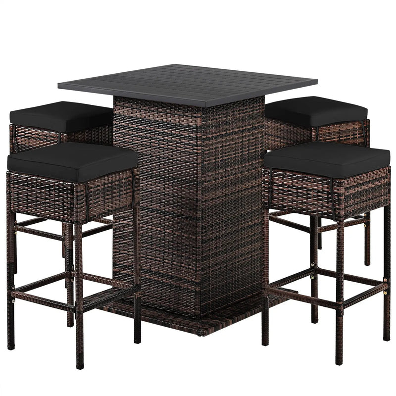 5 Pieces Patio Rattan Bar by DirectDeals