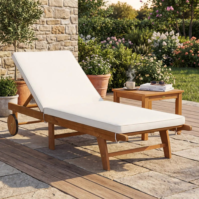 Adjustable Patio Chaise Lounge with Cushion and Wheels by DirectDeals