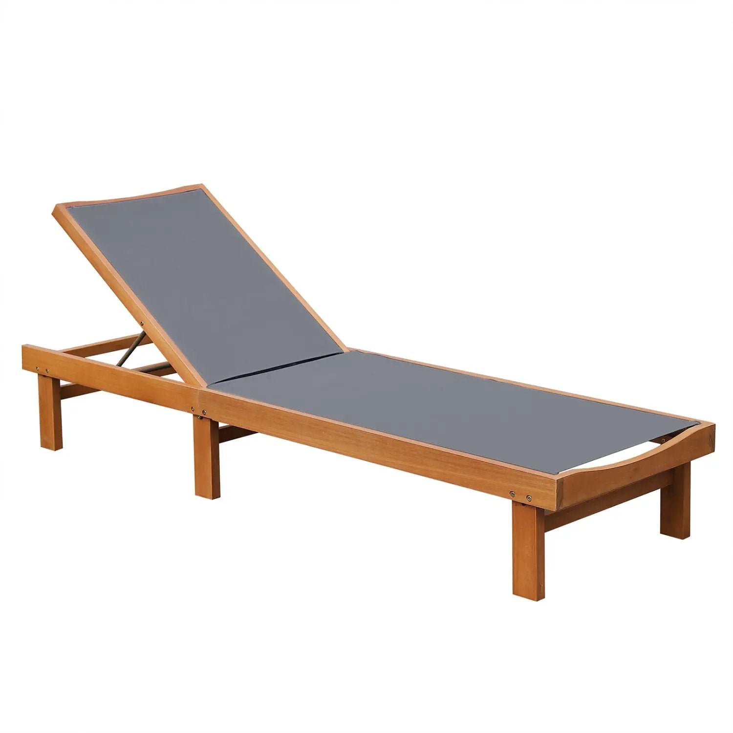 Adjustable Wood Chaise Lounge Chair with 5-Position Backrest by DirectDeals