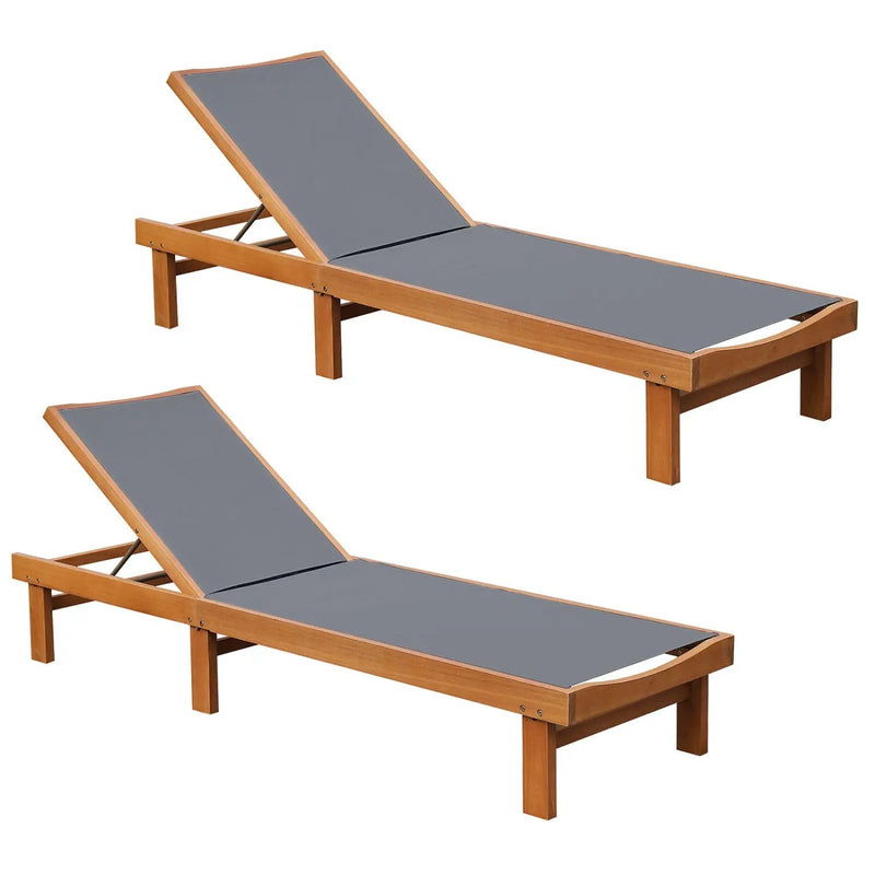 Adjustable Wood Chaise Lounge Chair with 5-Position Backrest by DirectDeals