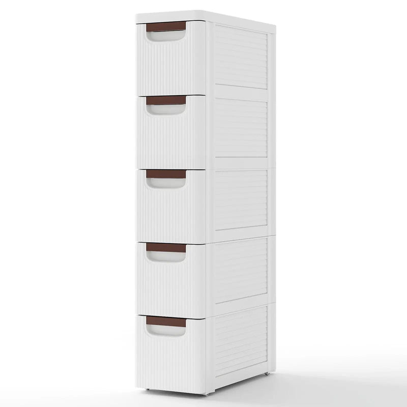 3/4/5/6-Drawer Rolling Organizer Unit Narrow Storage Cabinet with Built-In Wheels for Small Space-5-Drawer by DirectDeals