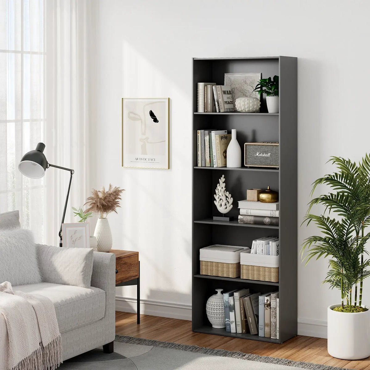 5-Shelf Storage Bookcase Modern Multi-Functional Display Cabinet by DirectDeals
