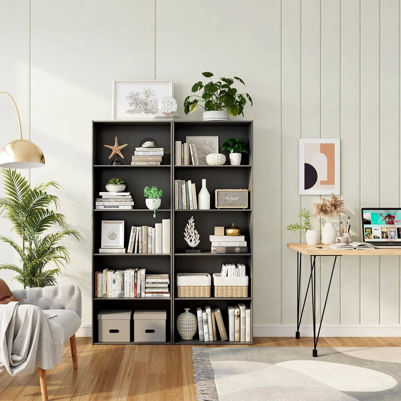 5-Shelf Storage Bookcase Modern Multi-Functional Display Cabinet by DirectDeals