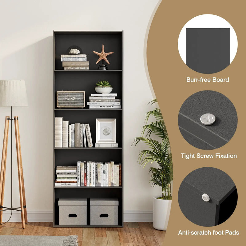 5-Shelf Storage Bookcase Modern Multi-Functional Display Cabinet by DirectDeals