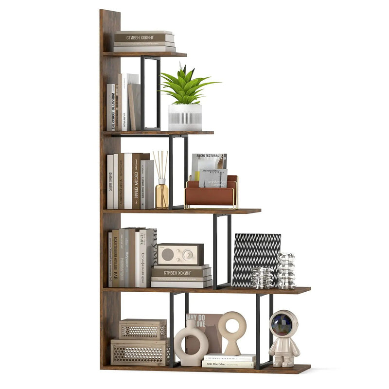 5-Tier Stepped Bookshelf 62" Tall with Metal Frame by DirectDeals