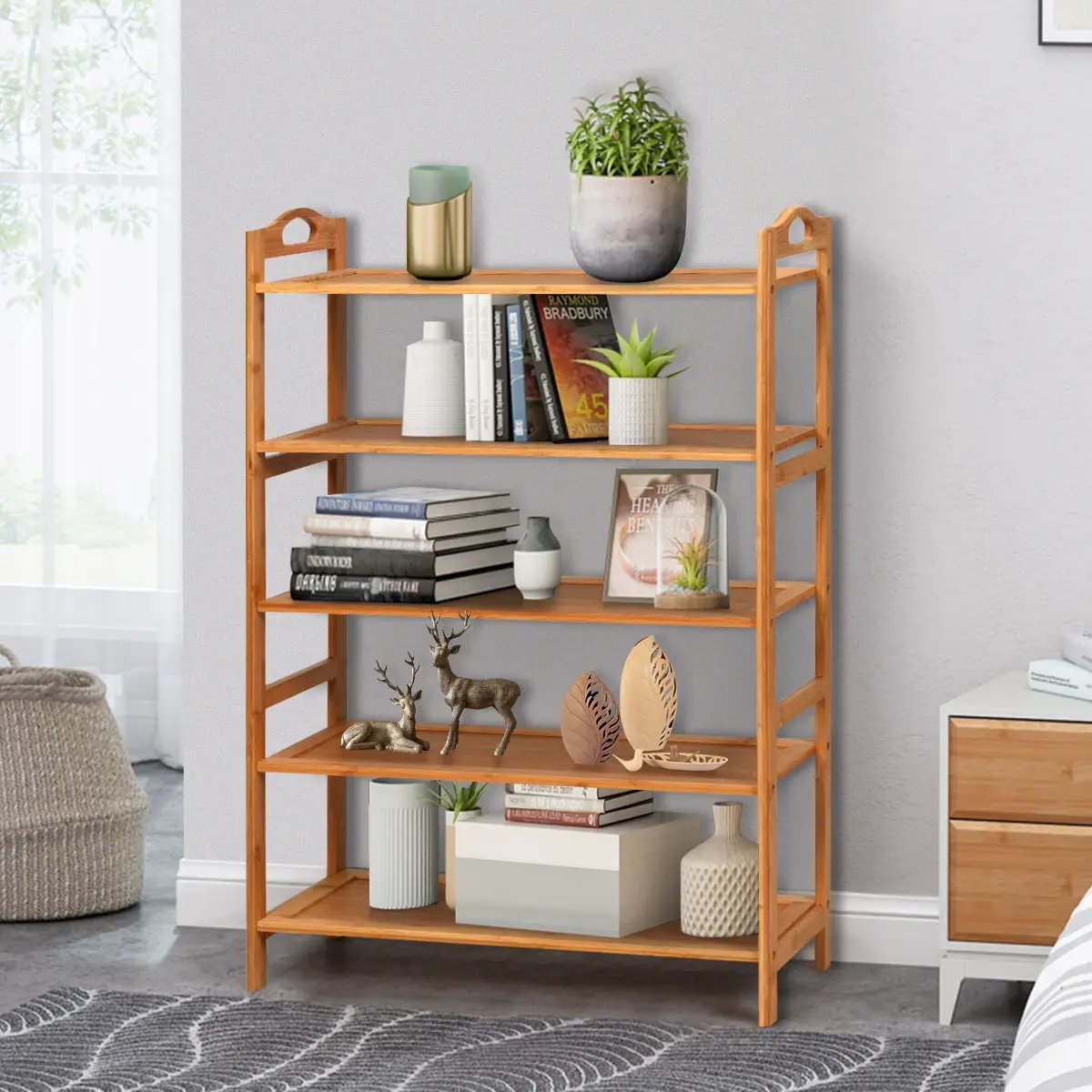5-Tier Bamboo FreeStanding Shoe Rack-Natural by DirectDeals