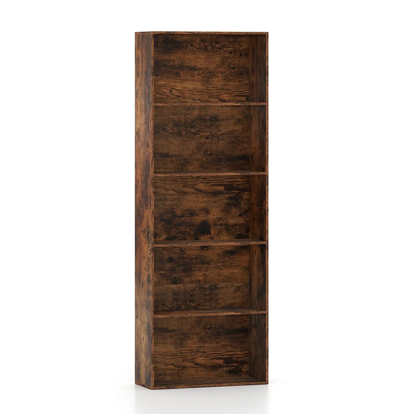 5-Tier Bookshelf Open Bookcase Freestanding Display Shelf Storage Organizer-Rustic Brown by DirectDeals