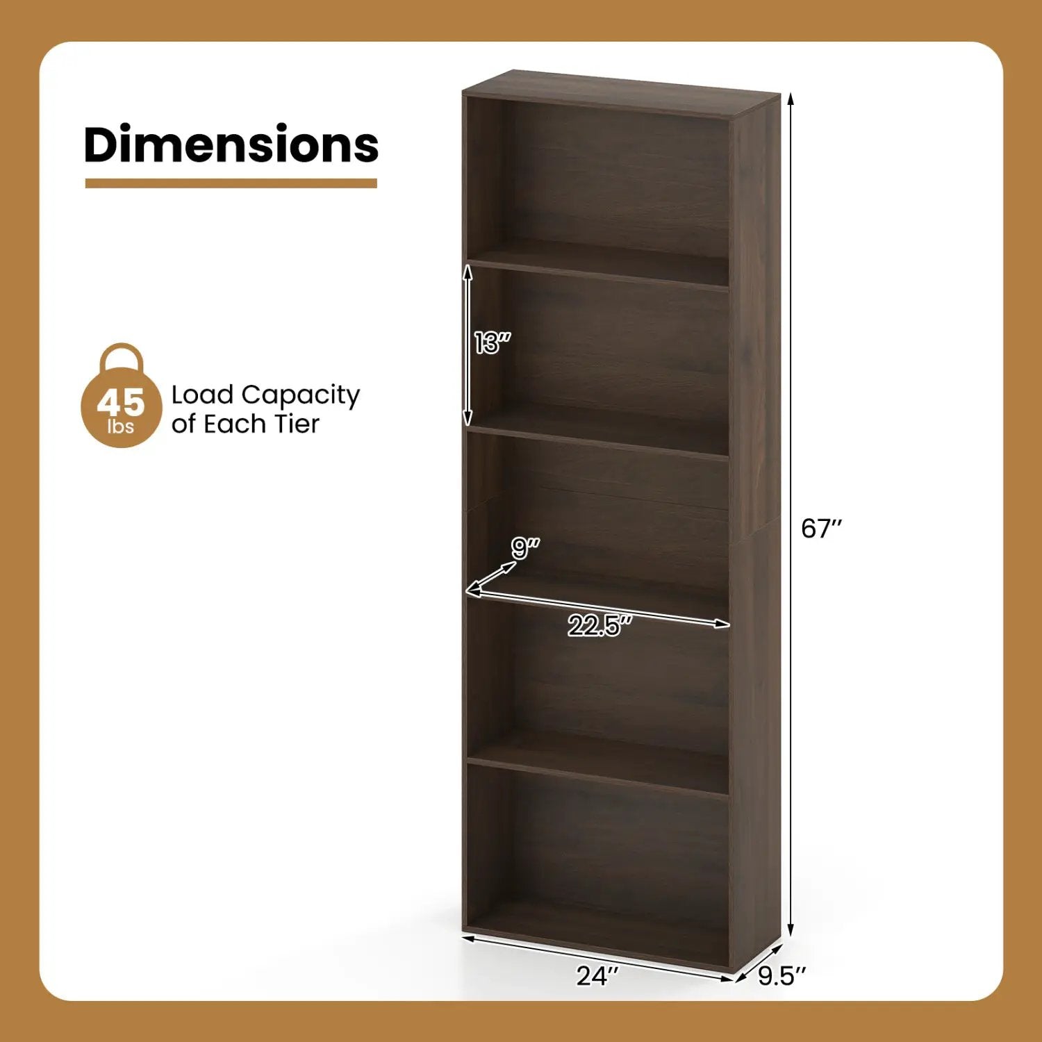 5-Tier Bookshelf Open Display Storage Organizer by DirectDeals