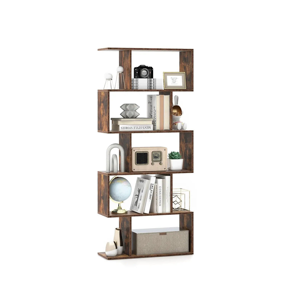 5-Tier Bookshelf with Anti-Toppling Device for Living Room Home Office by DirectDeals