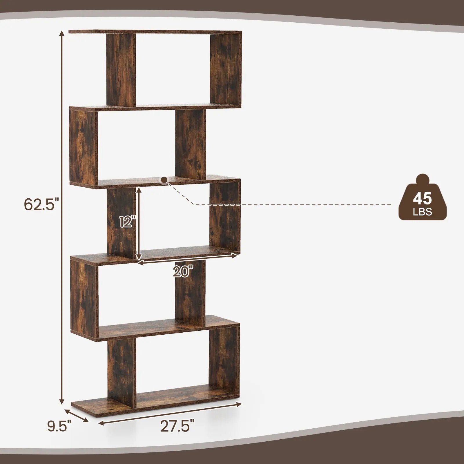 5-Tier Bookshelf with Anti-Toppling Device for Living Room Home Office by DirectDeals