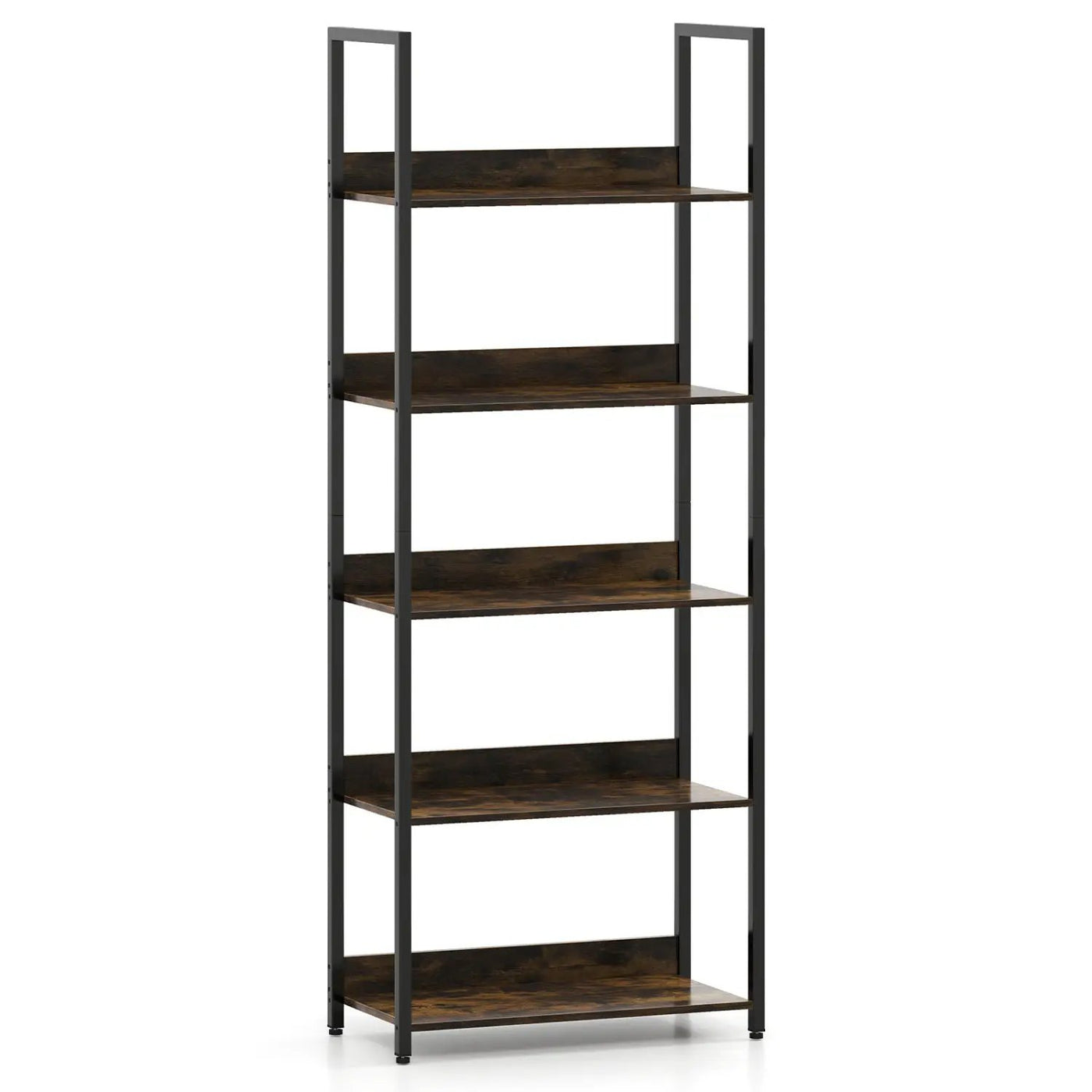 5-Tier Bookshelf Tall Wooden Open Bookcase with Back Panels by DirectDeals