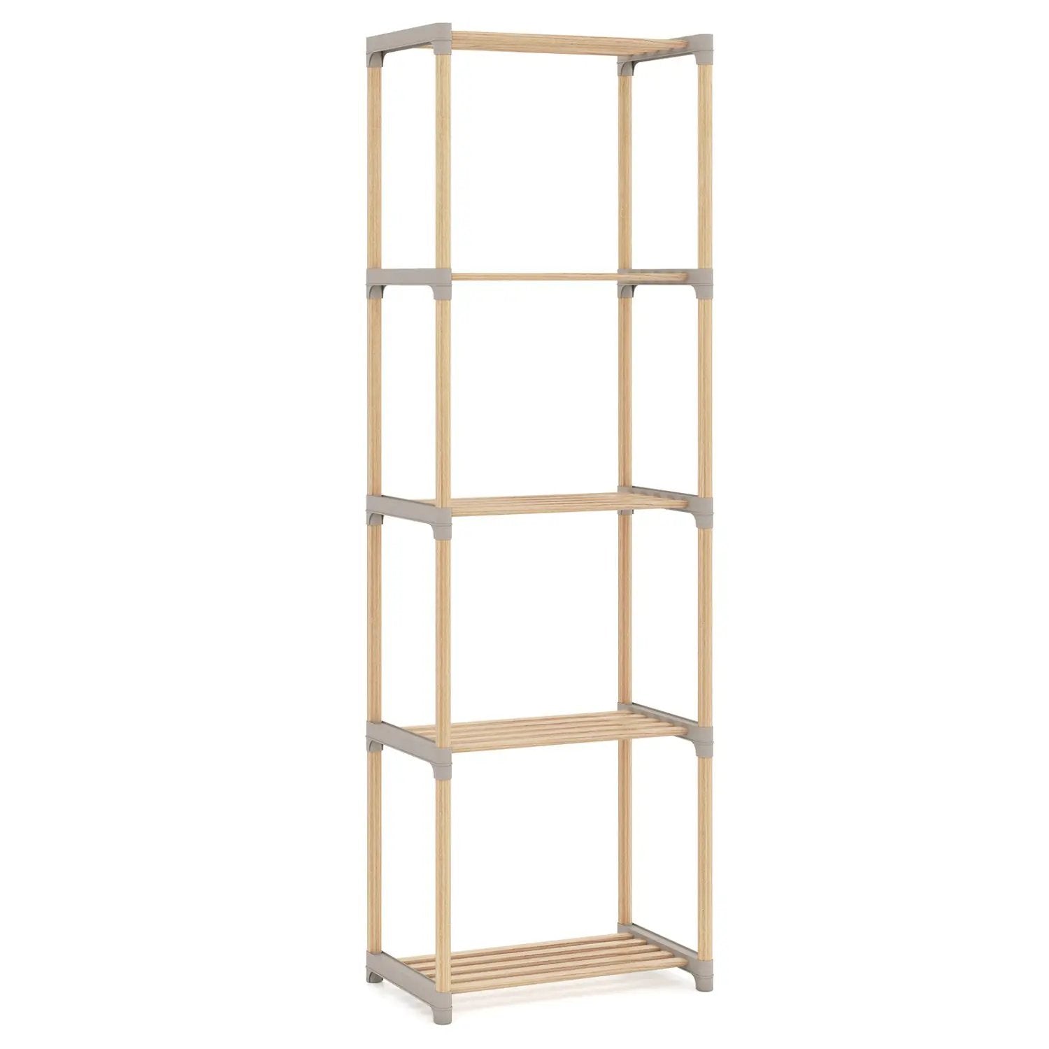 5-Tier Pine Wood Bookshelf with Open Shelves by DirectDeals