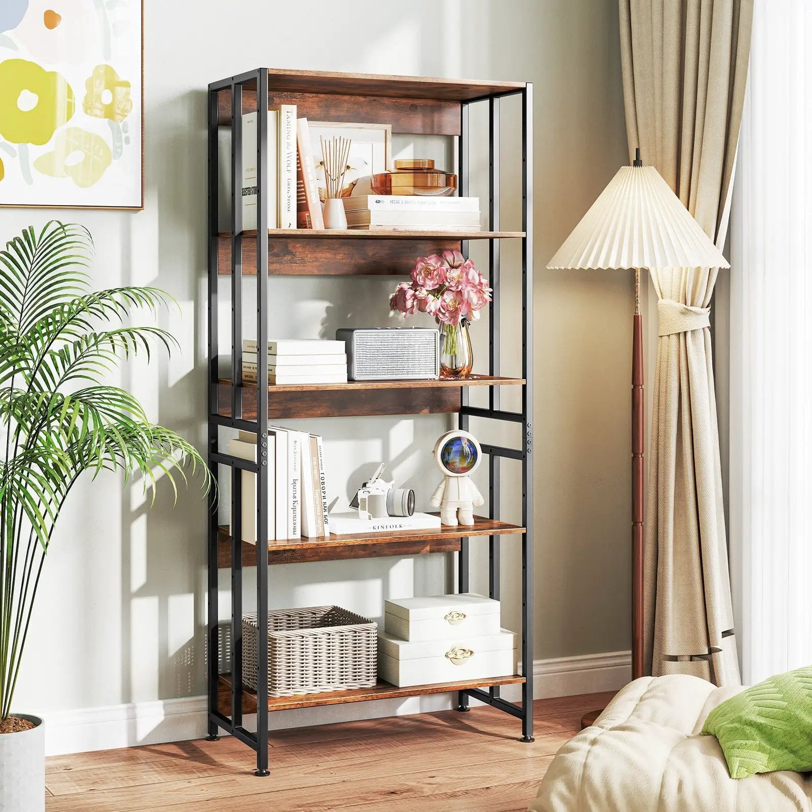 5-Tier Bookshelf with Adjustable and Tiltable Shelves by DirectDeals