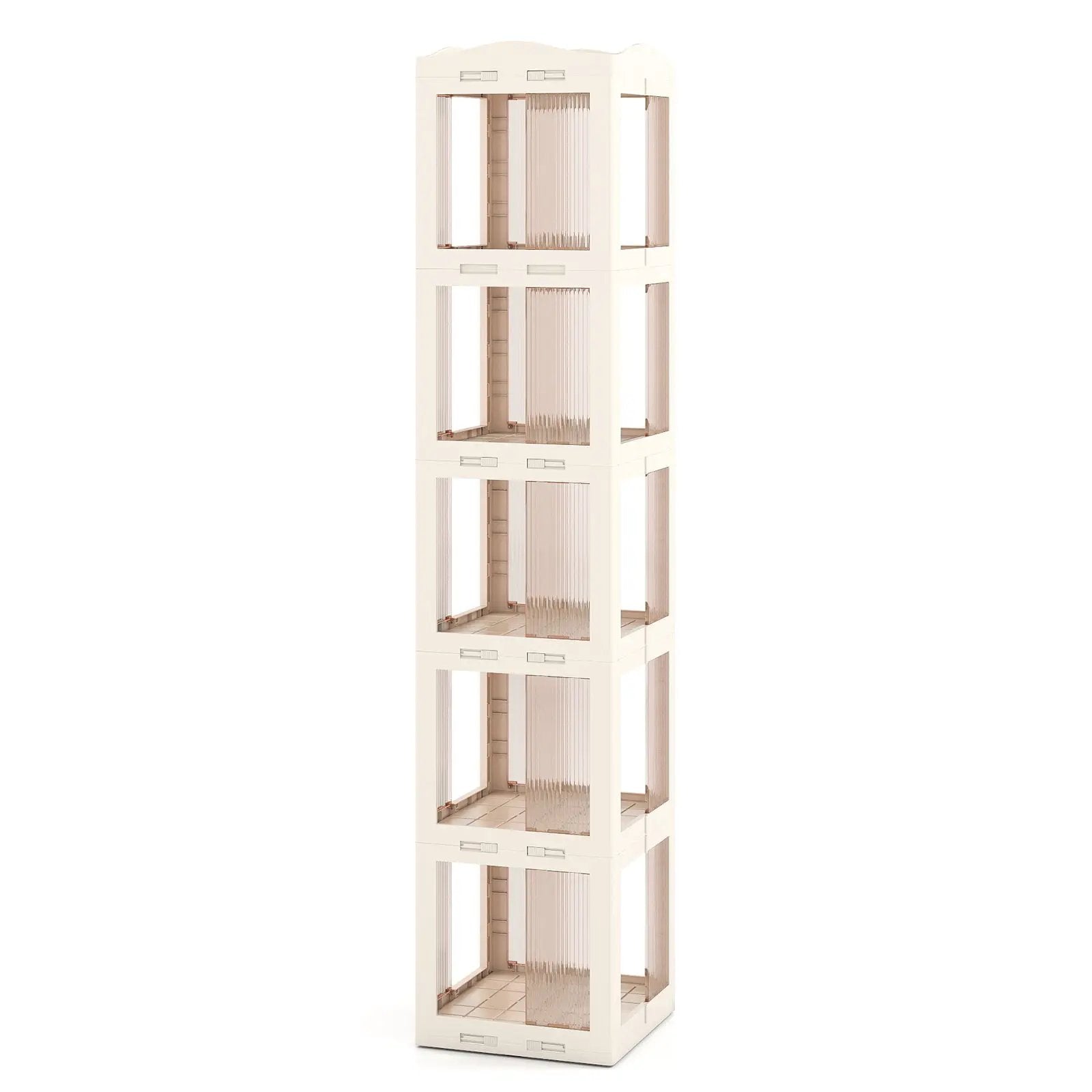 5-Tier Foldable Rotating Bookshelf 360¬∞ Spinning Bookcase with Swivel Base-White by DirectDeals