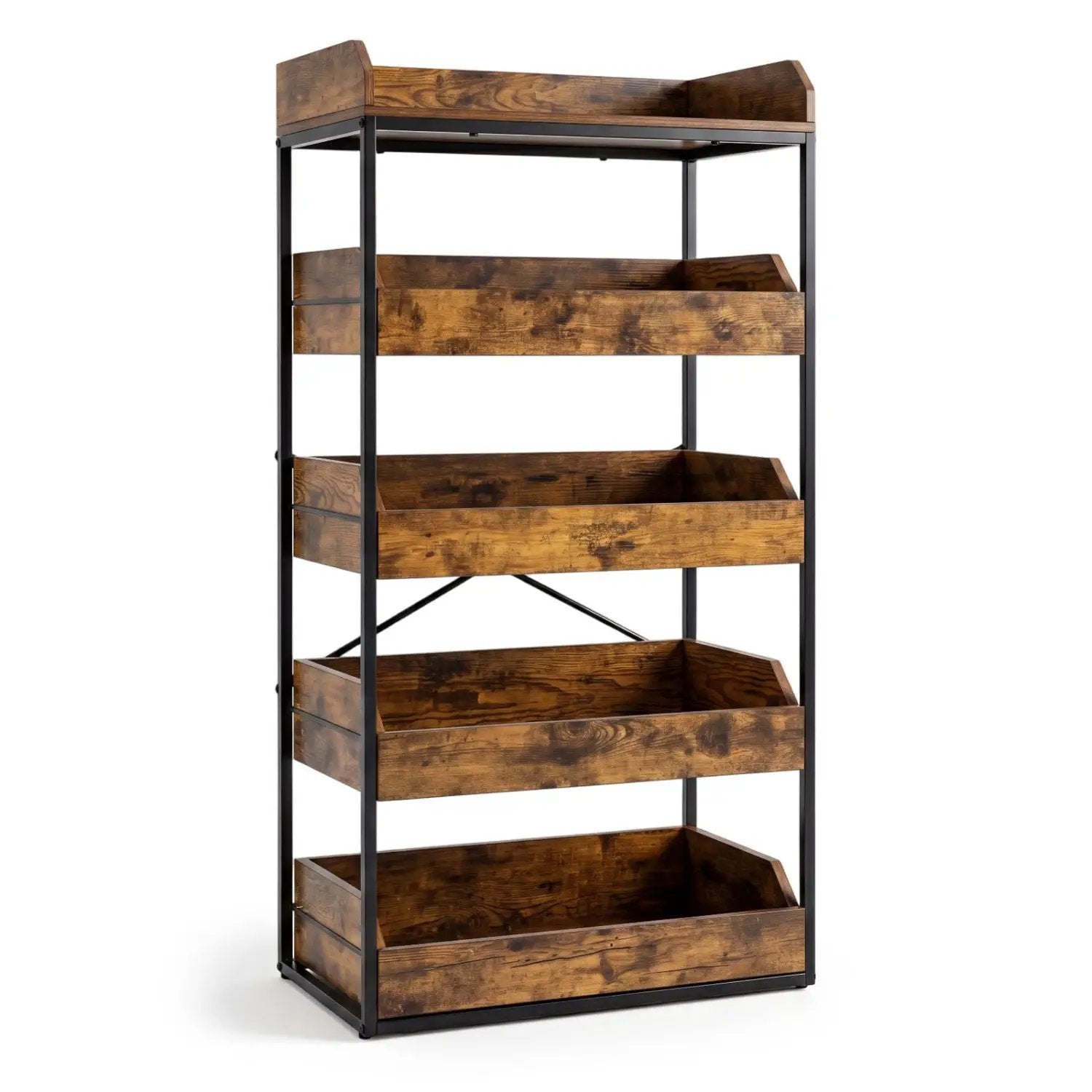 5-Tier Food Storage Rack with Pull-Out Drawers, Rustic Brown by DirectDeals