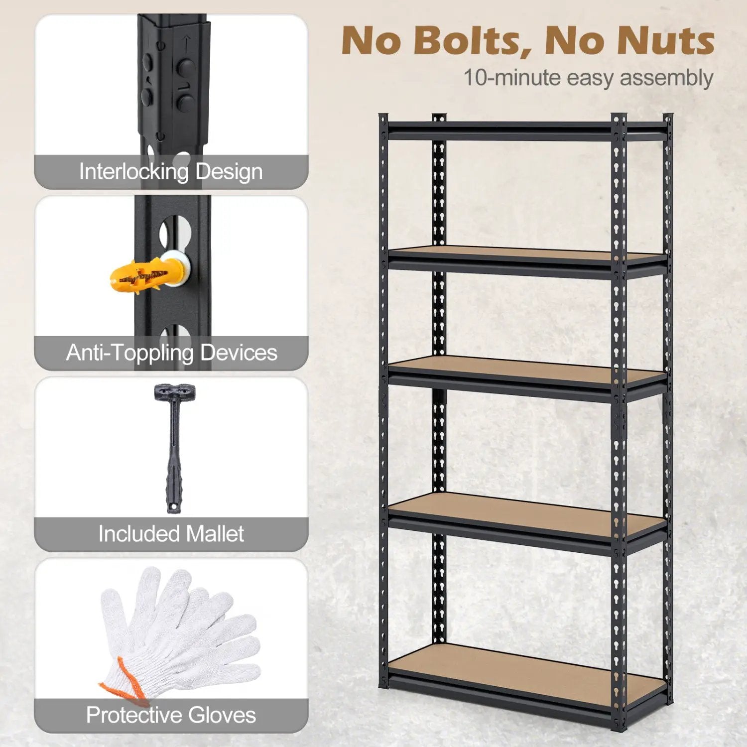 5-Tier Garage Shelving Unit 2200 LBS Heavy Duty Metal Storage Shelves by DirectDeals
