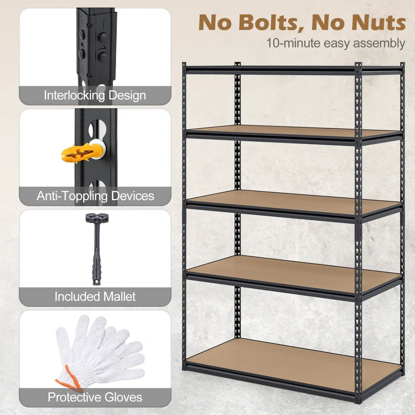 5-Tier Heavy Duty Garage Shelving Unit - 2200 LBS Capacity by DirectDeals