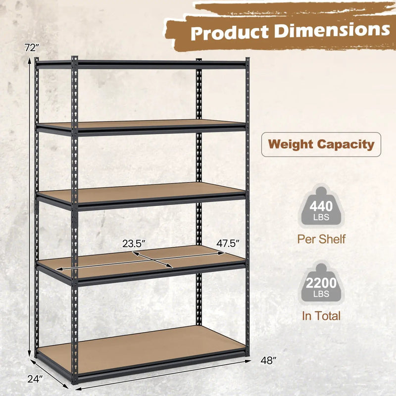 5-Tier Heavy Duty Garage Shelving Unit - 2200 LBS Capacity by DirectDeals