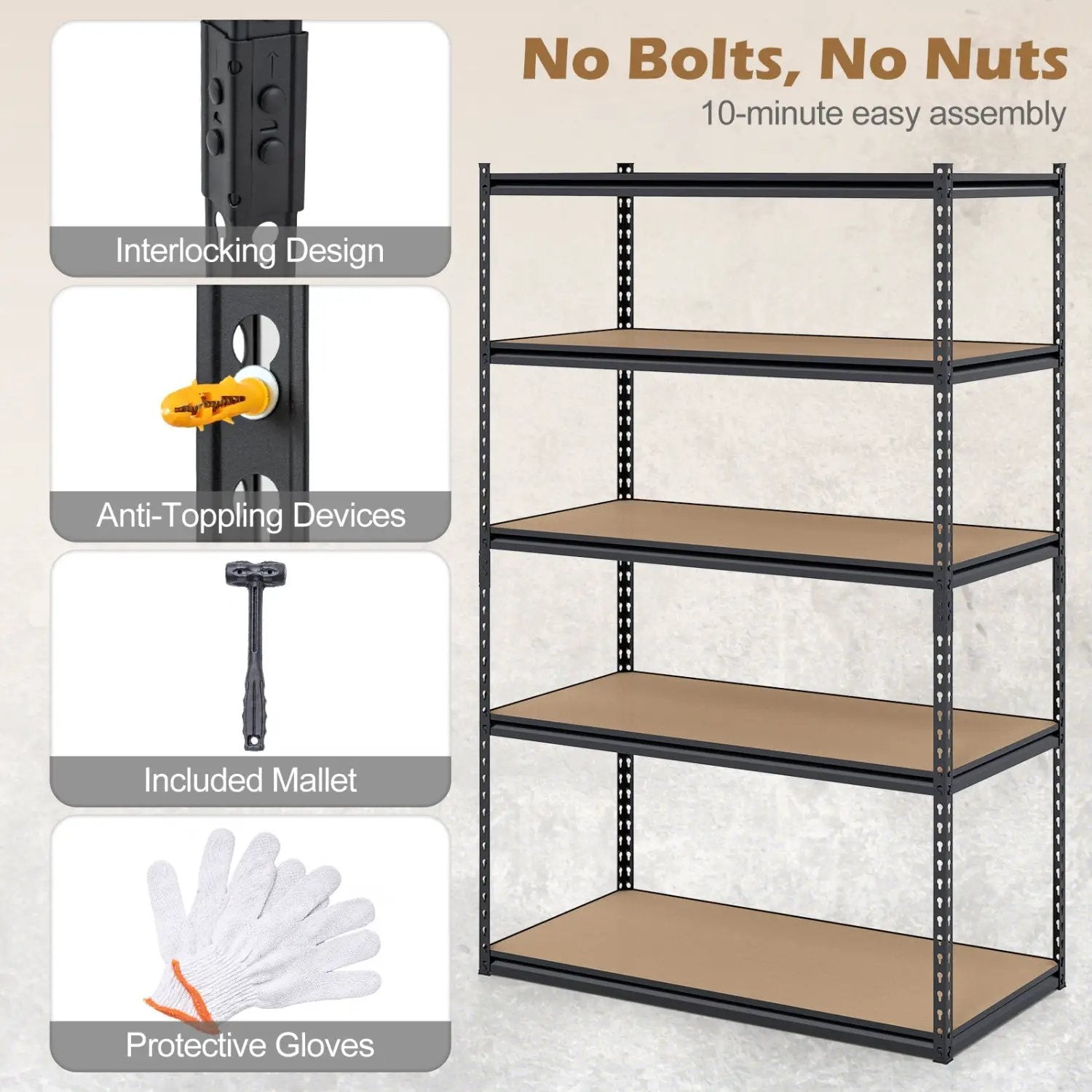 5-Tier Heavy Duty Garage Shelving Unit - 2200 LBS Capacity by DirectDeals