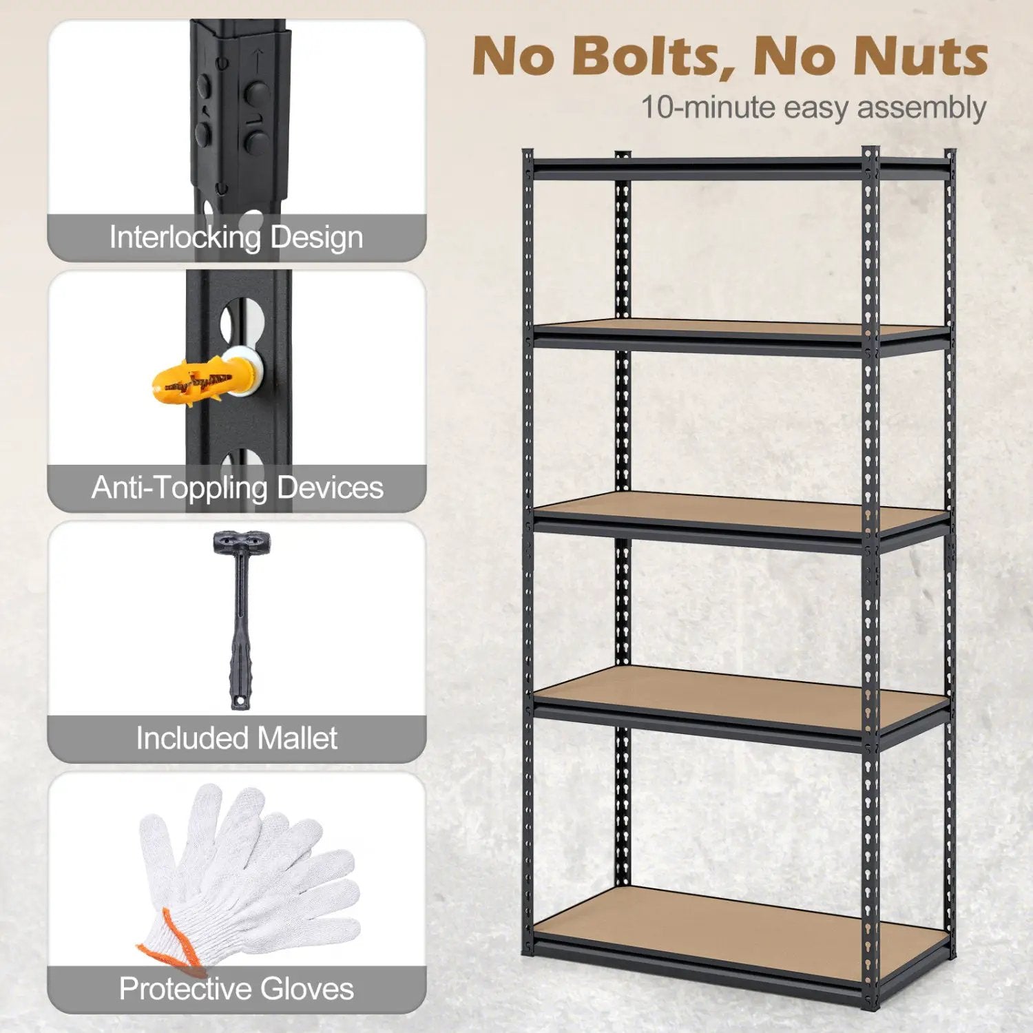 5-Tier Garage Shelving Unit 2200 LBS Metal Storage Shelves Adjustable Utility Rack by DirectDeals