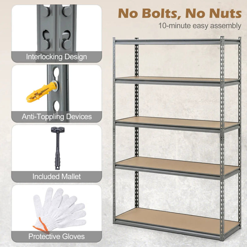 5-Tier Garage Shelving Unit 2200 LBS Metal Storage Shelves Adjustable Utility Rack for Warehouse by DirectDeals