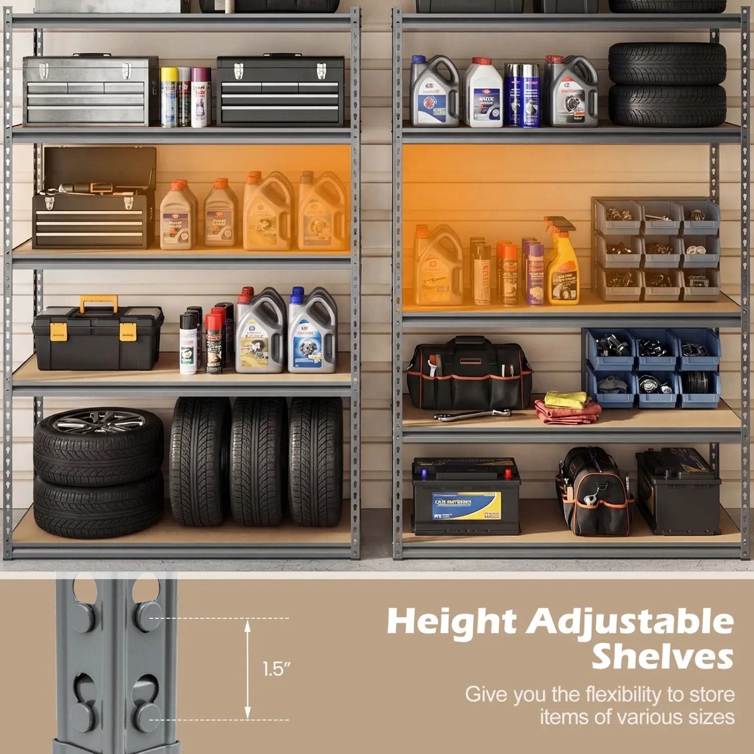5-Tier Garage Shelving Unit 2200 LBS Metal Storage Shelves Adjustable Utility Rack for Warehouse by DirectDeals