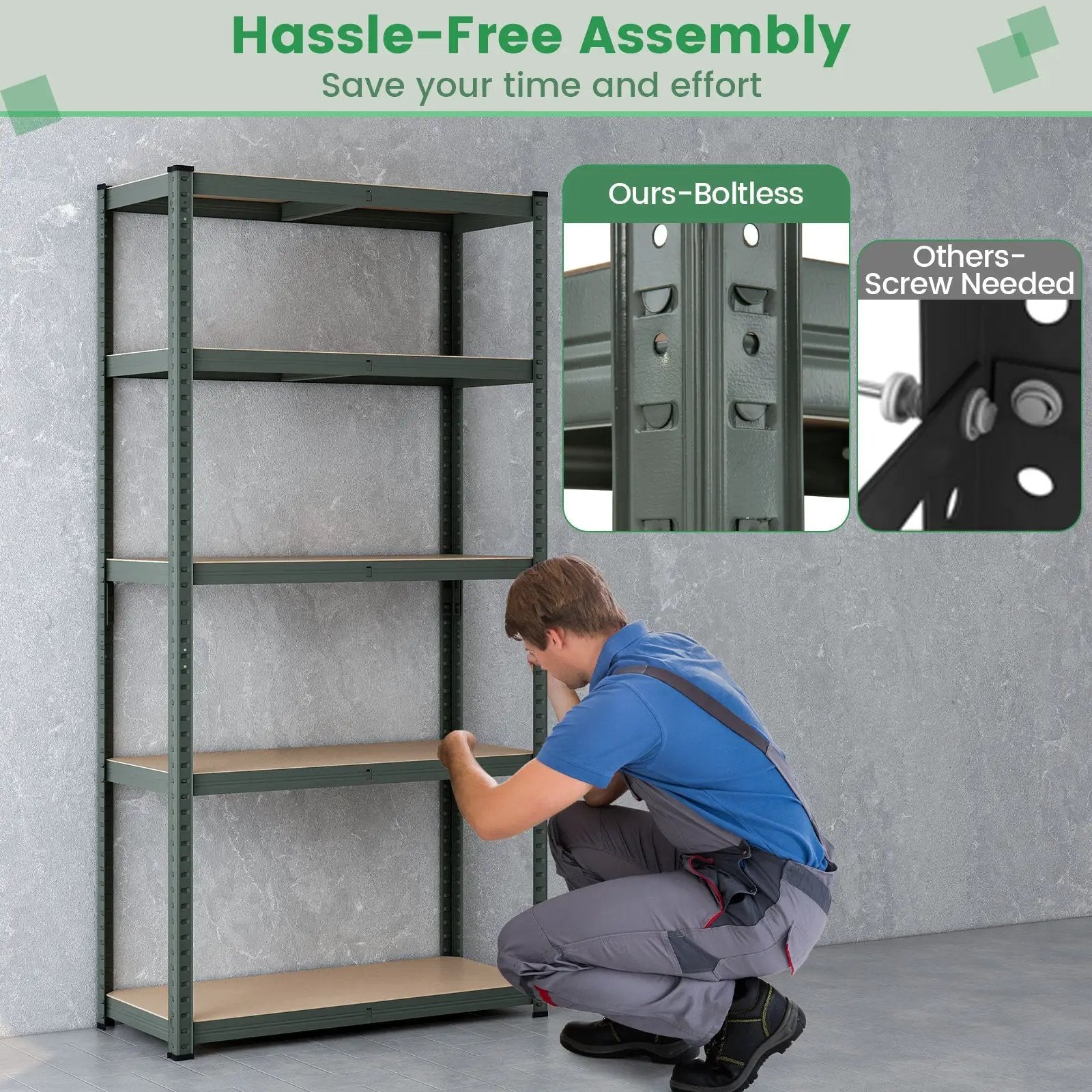 5-Tier Heavy Duty Metal Shelving Unit with 2000 LBS Total Load Capacity by DirectDeals