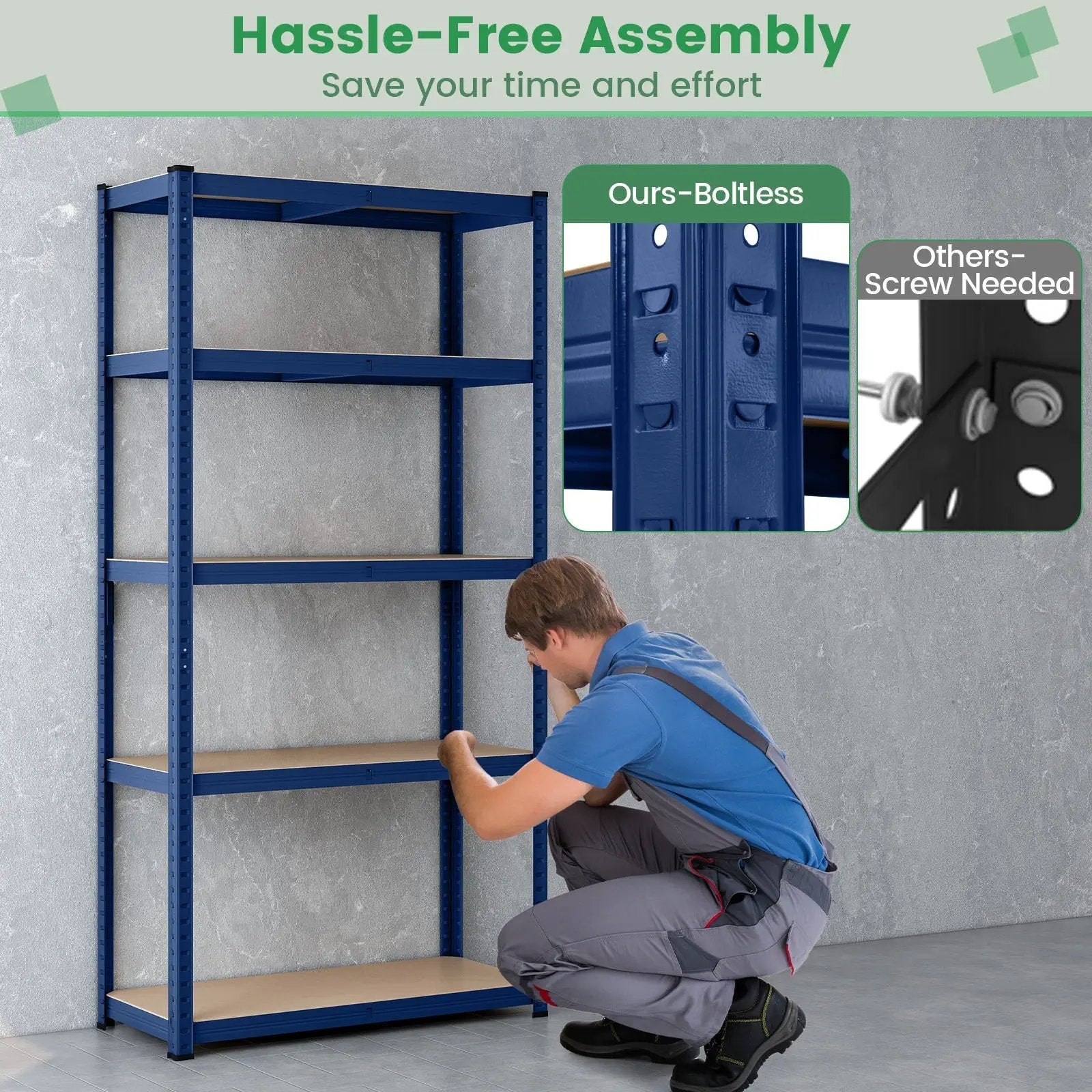 5-Tier Heavy Duty Metal Shelving Unit with 2000 LBS Total Load Capacity by DirectDeals