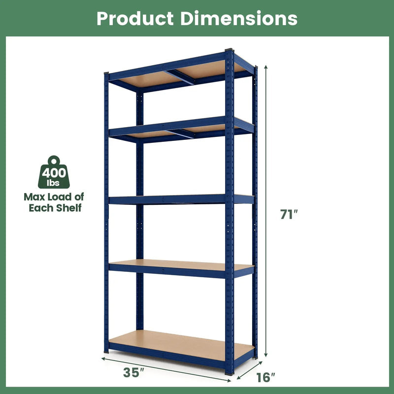 5-Tier Heavy Duty Metal Shelving Unit with 2000 LBS Total Load Capacity by DirectDeals
