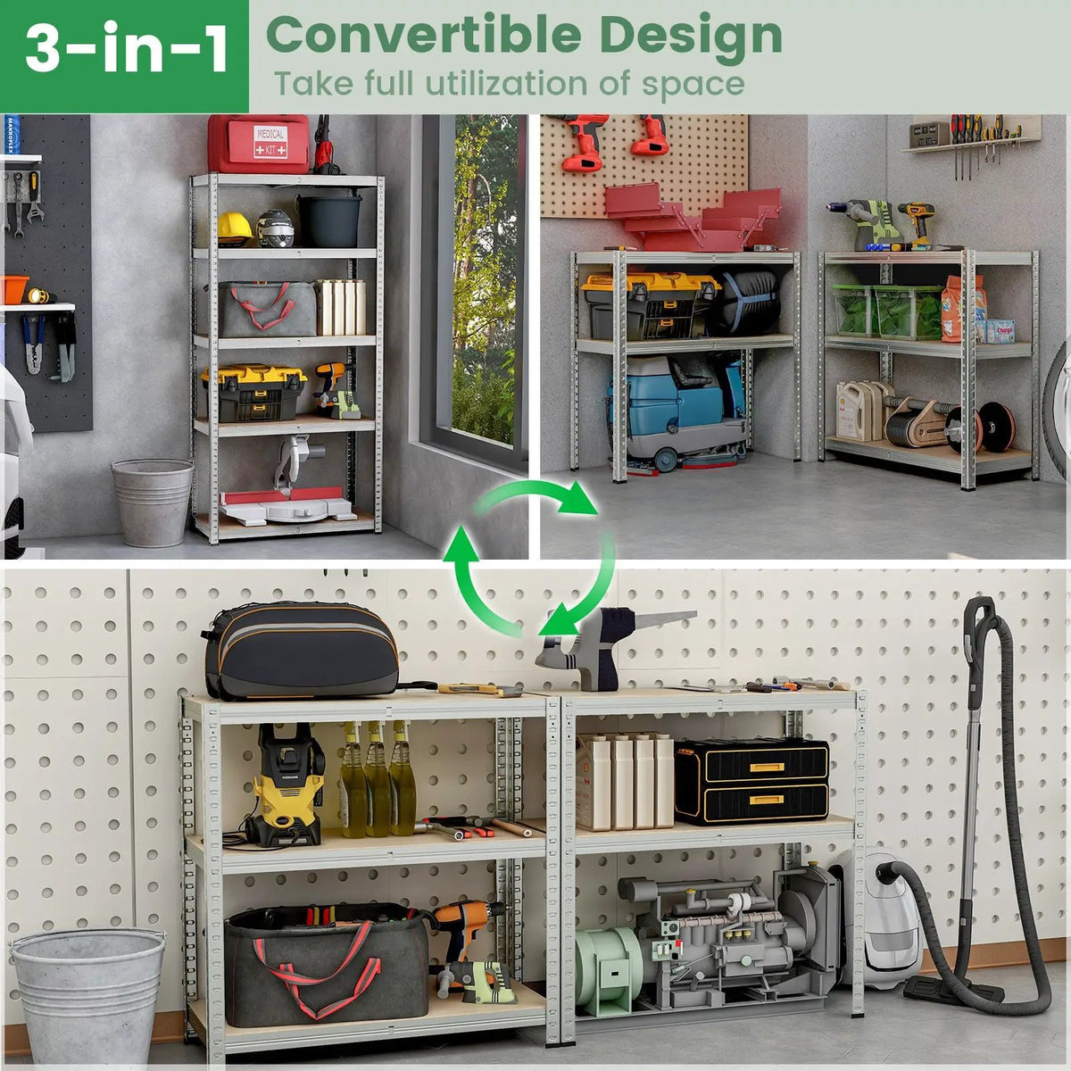 5-Tier Heavy Duty Metal Shelving Unit with 2000 LBS Total Load Capacity by DirectDeals
