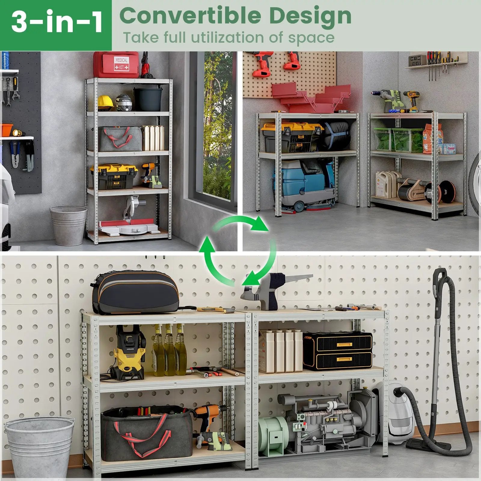 5-Tier Heavy Duty Metal Shelving Unit with 2000 LBS Total Load Capacity by DirectDeals