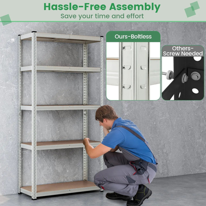 5-Tier Heavy Duty Metal Shelving Unit with 2000 LBS Total Load Capacity by DirectDeals
