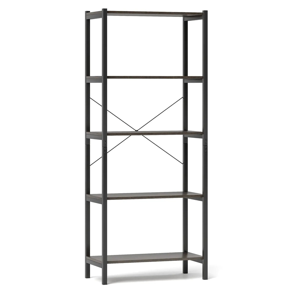 5-Tier Industrial Bookshelf Display Storage Rack with Metal Frame by DirectDeals