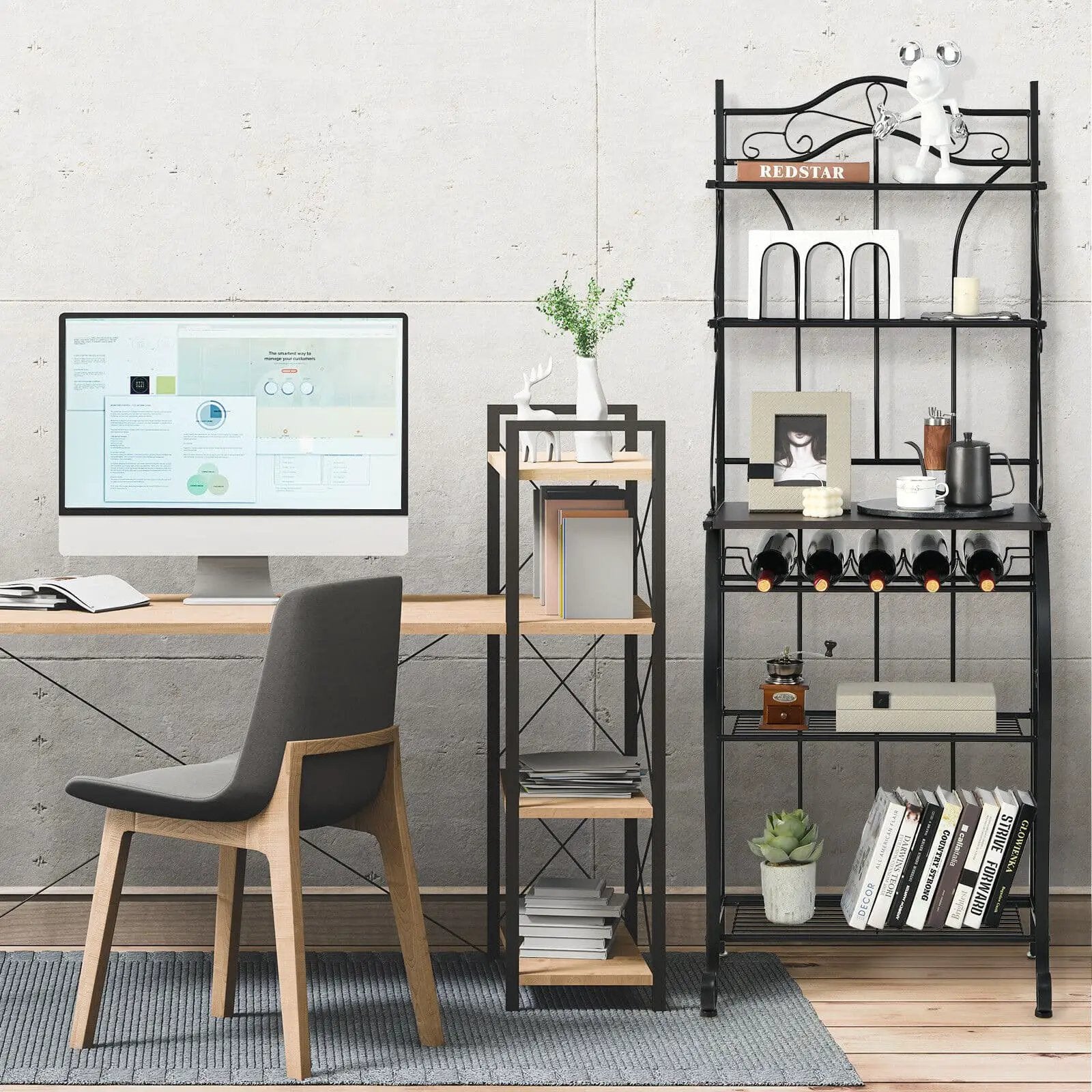 5-Tier Metal Kitchen Baker's Rack with 5 Wine Bottles Rack by DirectDeals