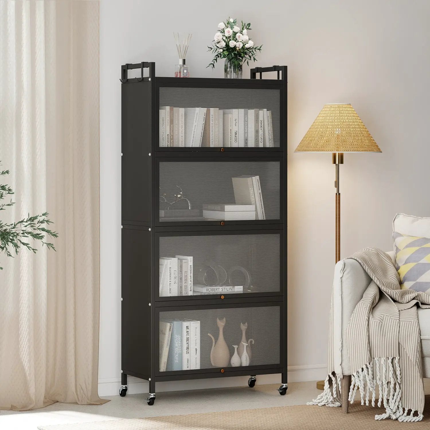 5-Tier Kitchen Storage Cabinet with Rolling Wheels - White by DirectDeals
