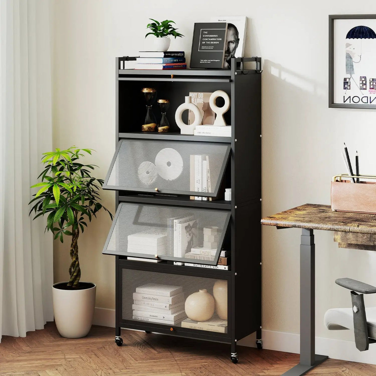 5-Tier Kitchen Storage Cabinet with Rolling Wheels - White by DirectDeals