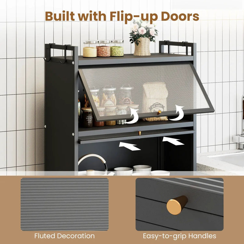 5-Tier Kitchen Storage Cabinet with Rolling Wheels - White by DirectDeals