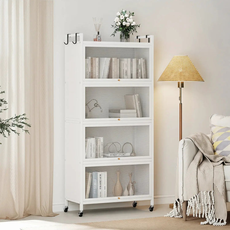 5-Tier Kitchen Storage Cabinet with Rolling Wheels - White by DirectDeals