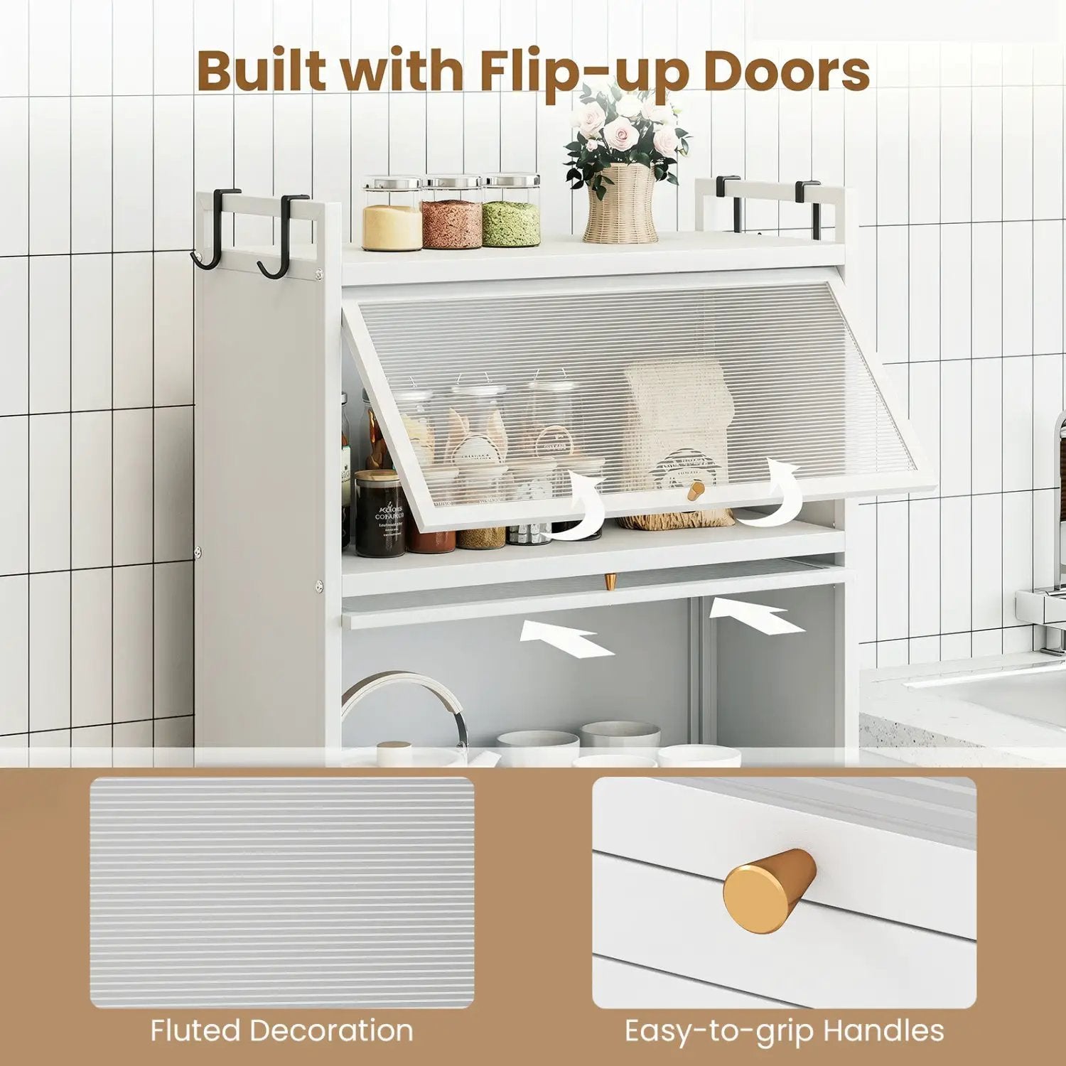 5-Tier Kitchen Storage Cabinet with Rolling Wheels - White by DirectDeals