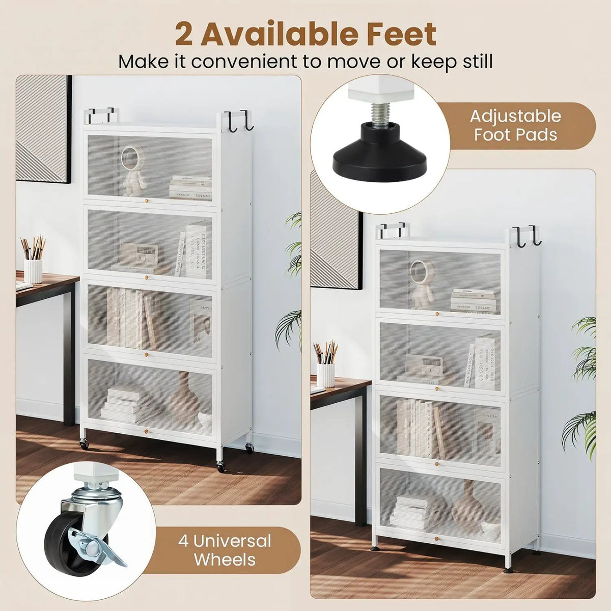 5-Tier Kitchen Storage Cabinet with Rolling Wheels - White by DirectDeals