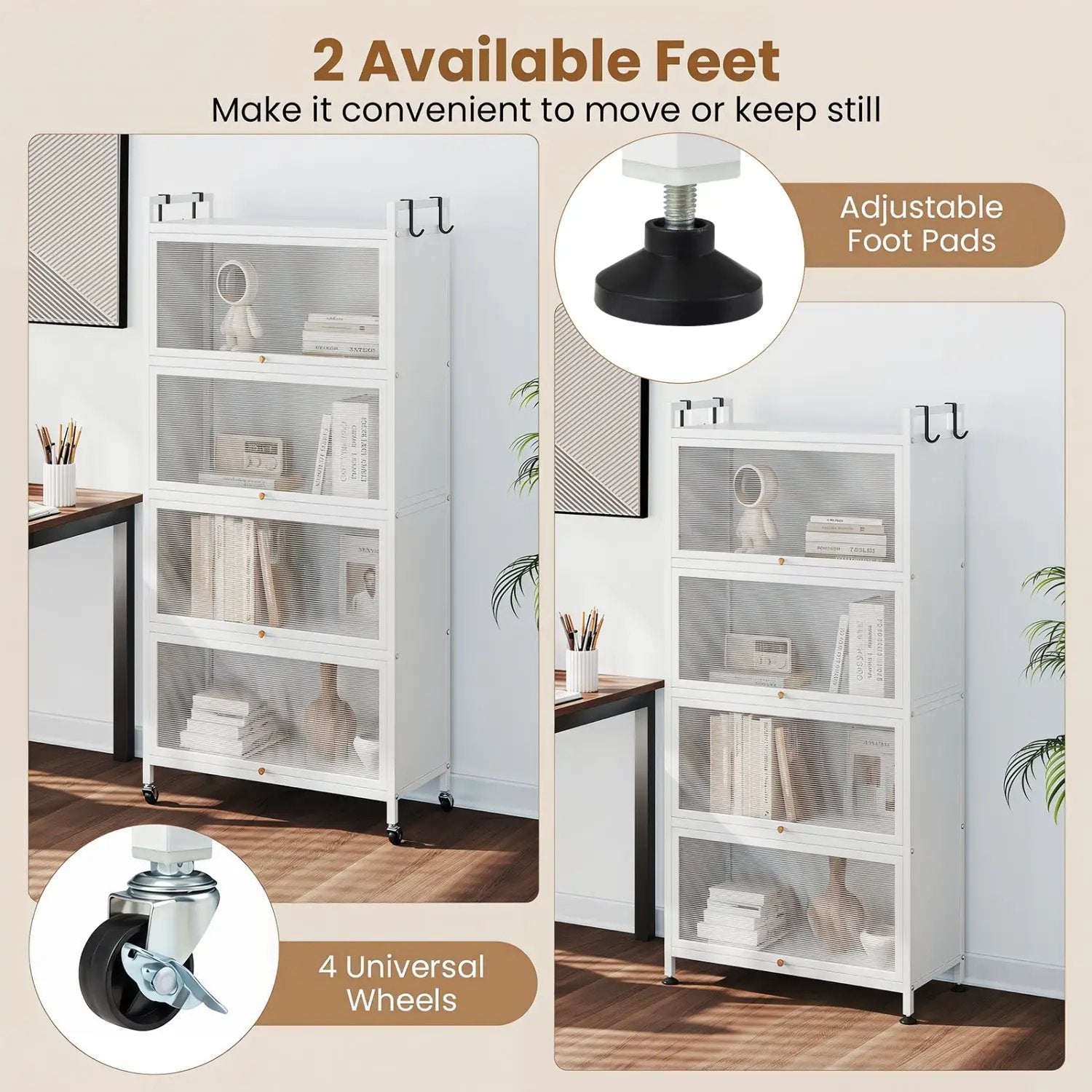 5-Tier Kitchen Storage Cabinet with Rolling Wheels - White by DirectDeals