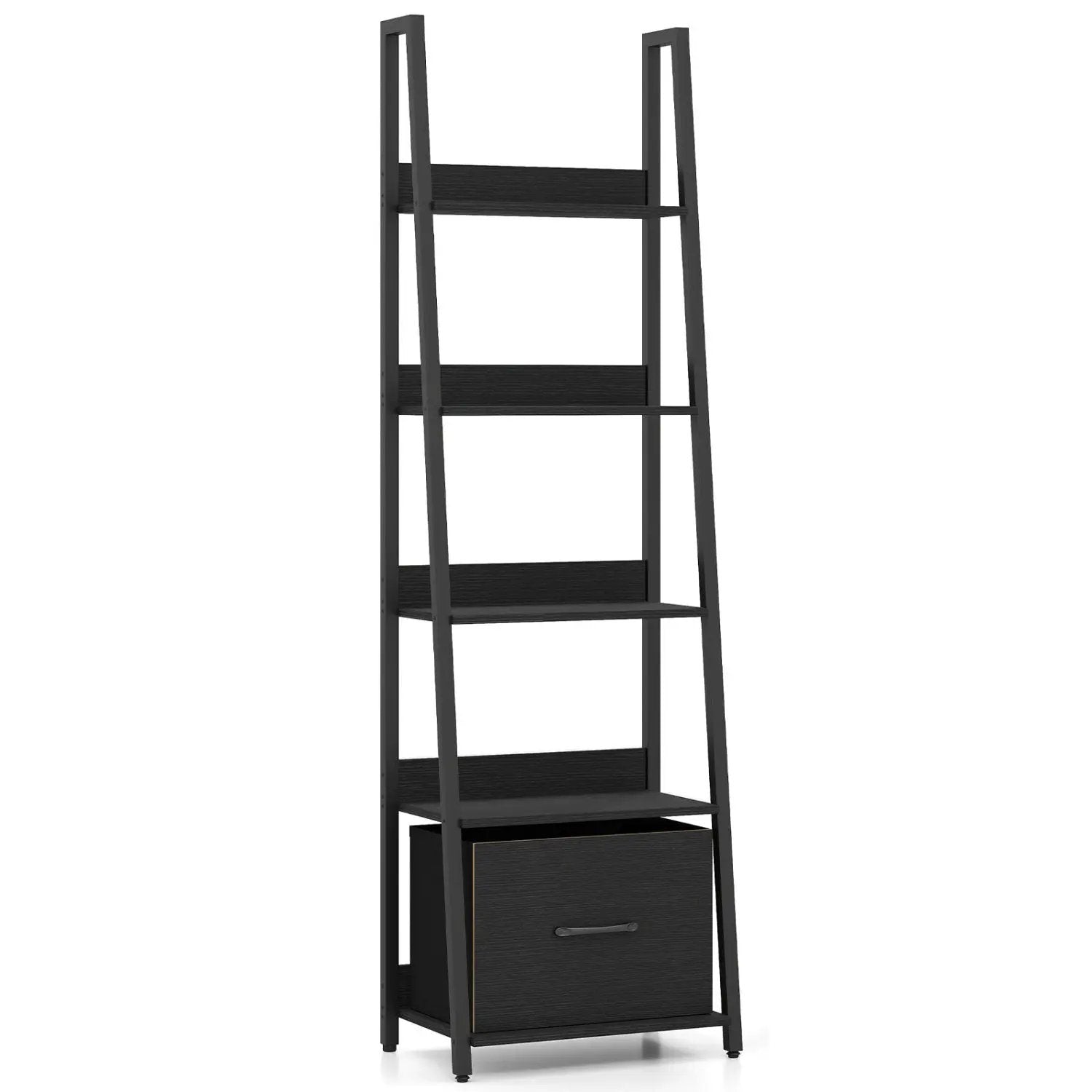 5-Tier Ladder Bookshelf with Fabric Drawer by DirectDeals