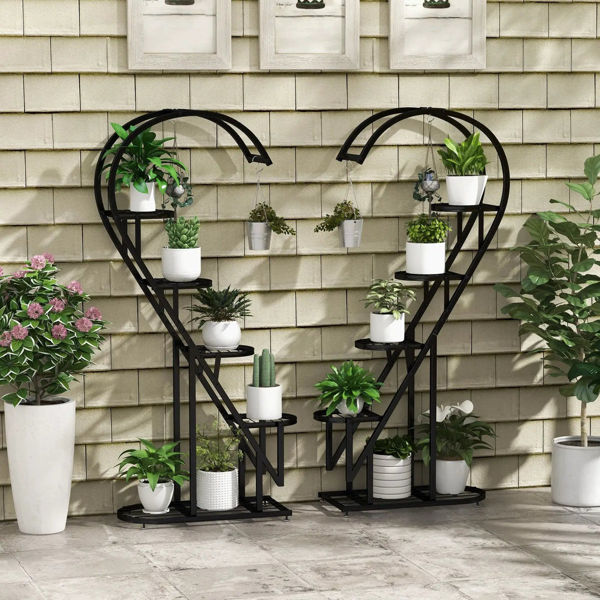 5 Tier Metal Plant Stand with Hanging Hook for Multiple Plants by DirectDeals