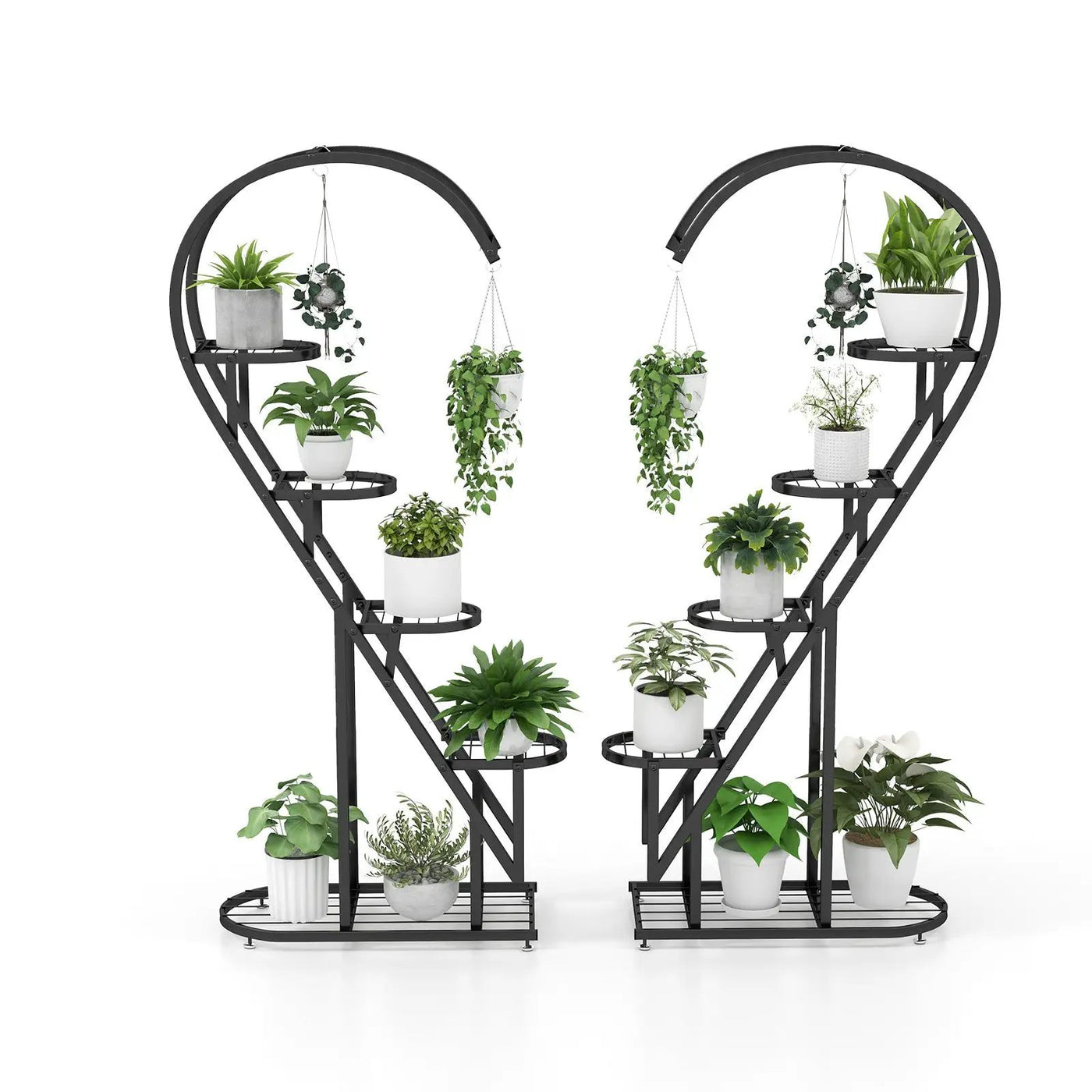 5 Tier Metal Plant Stand with Hanging Hook for Multiple Plants by DirectDeals