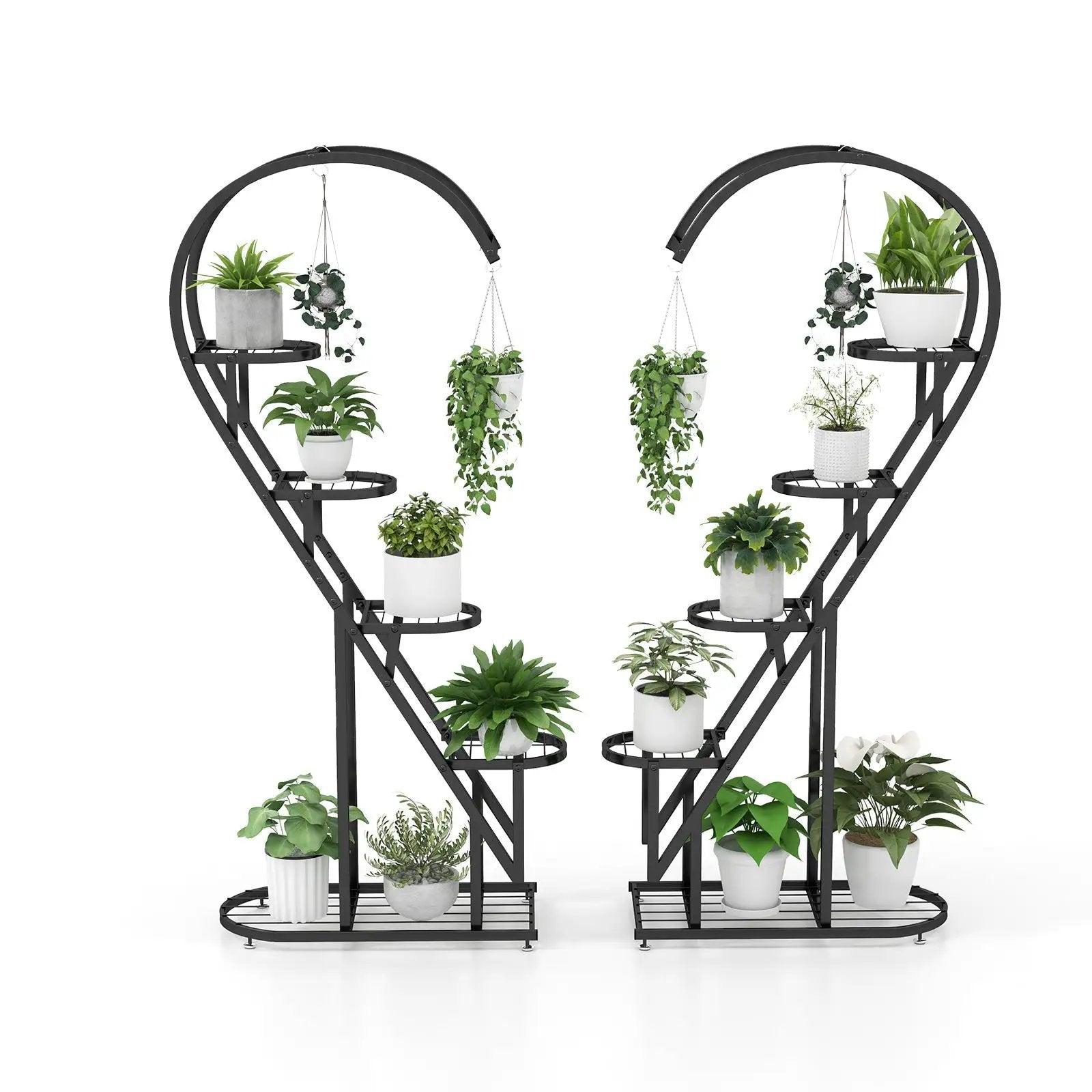5 Tier Metal Plant Stand with Hanging Hook for Multiple Plants by DirectDeals