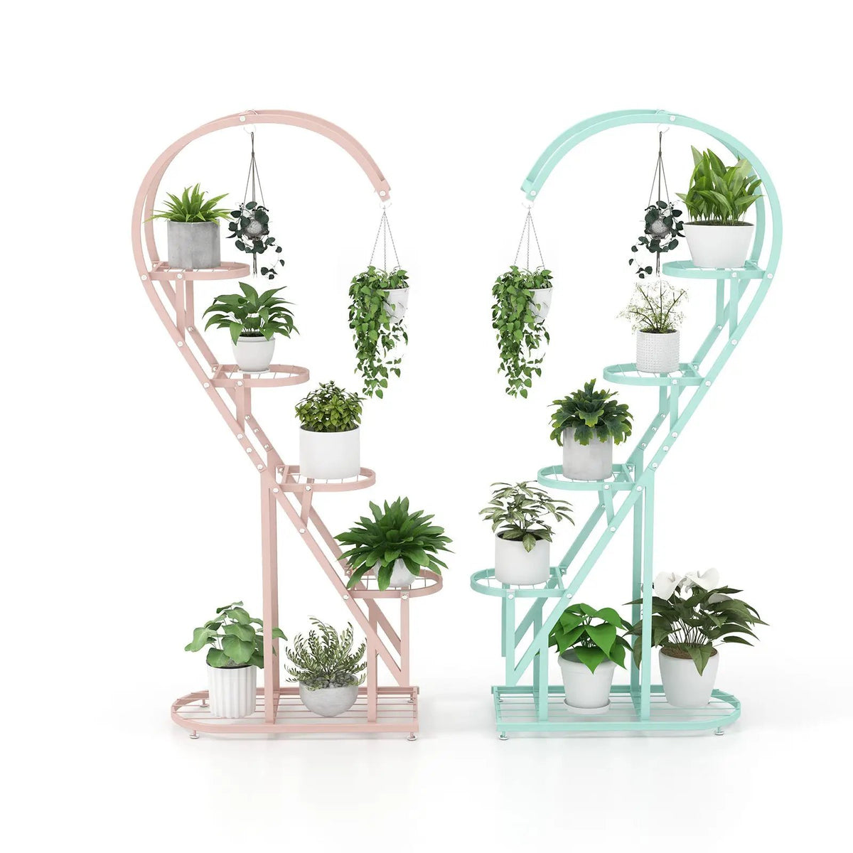 5 Tier Metal Plant Stand with Hanging Hook for Multiple Plants by DirectDeals