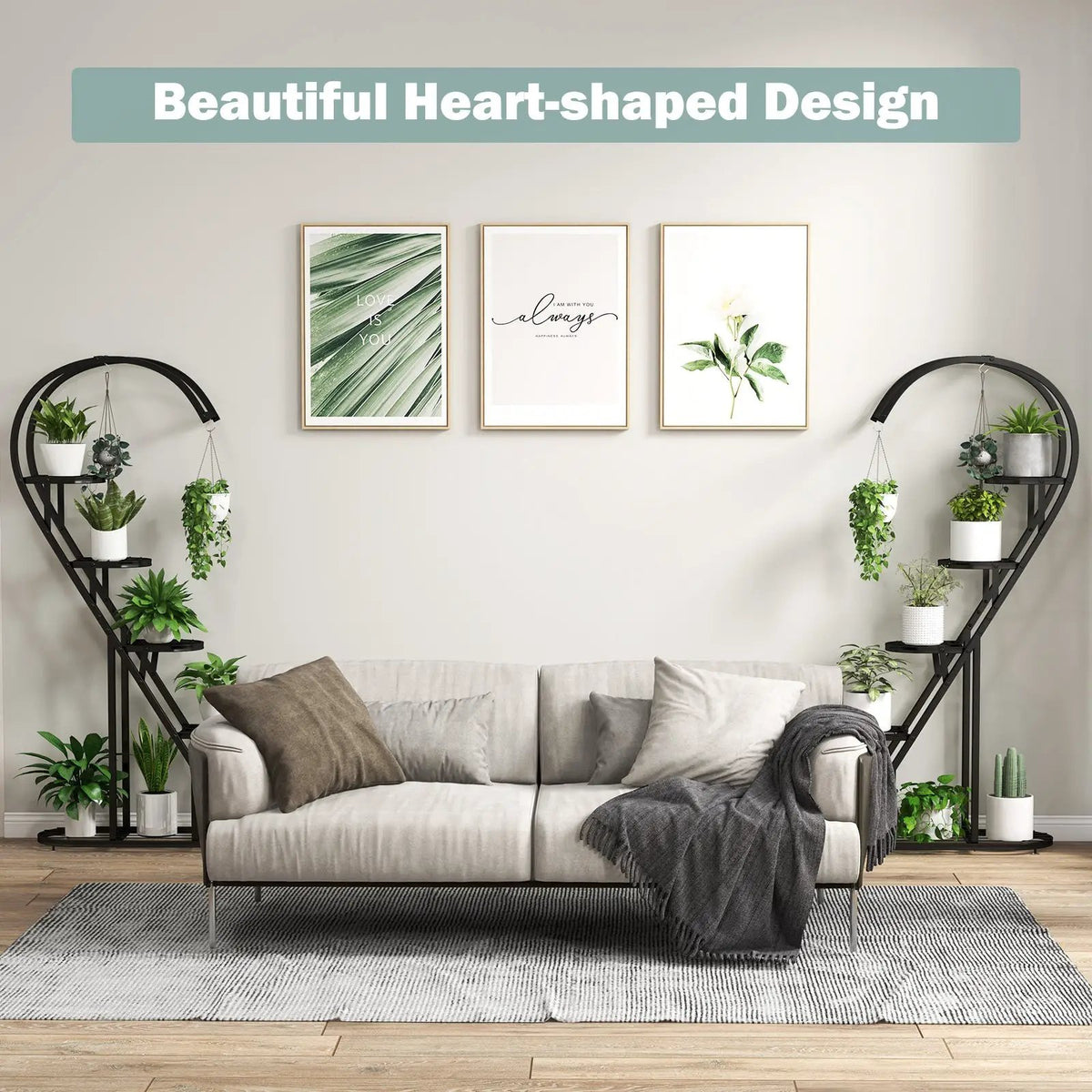 5 Tier Metal Plant Stand with Hanging Hook for Multiple Plants by DirectDeals